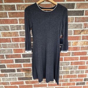 Adrienne Vittadini NWT Charcoal Wool Blend Sweater Dress 3/4 Sleeves XS